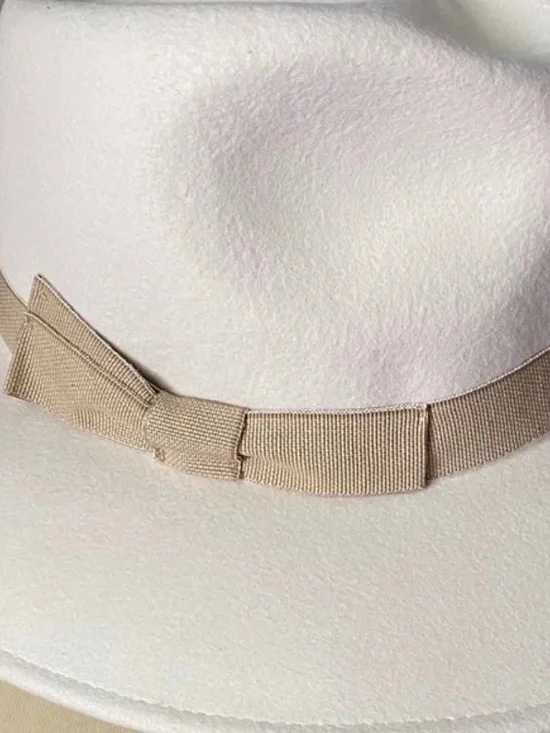 J.Crew Western Hat Ivory  Grosgrain Trim Wool Made in Italy - Picture 3 of 5